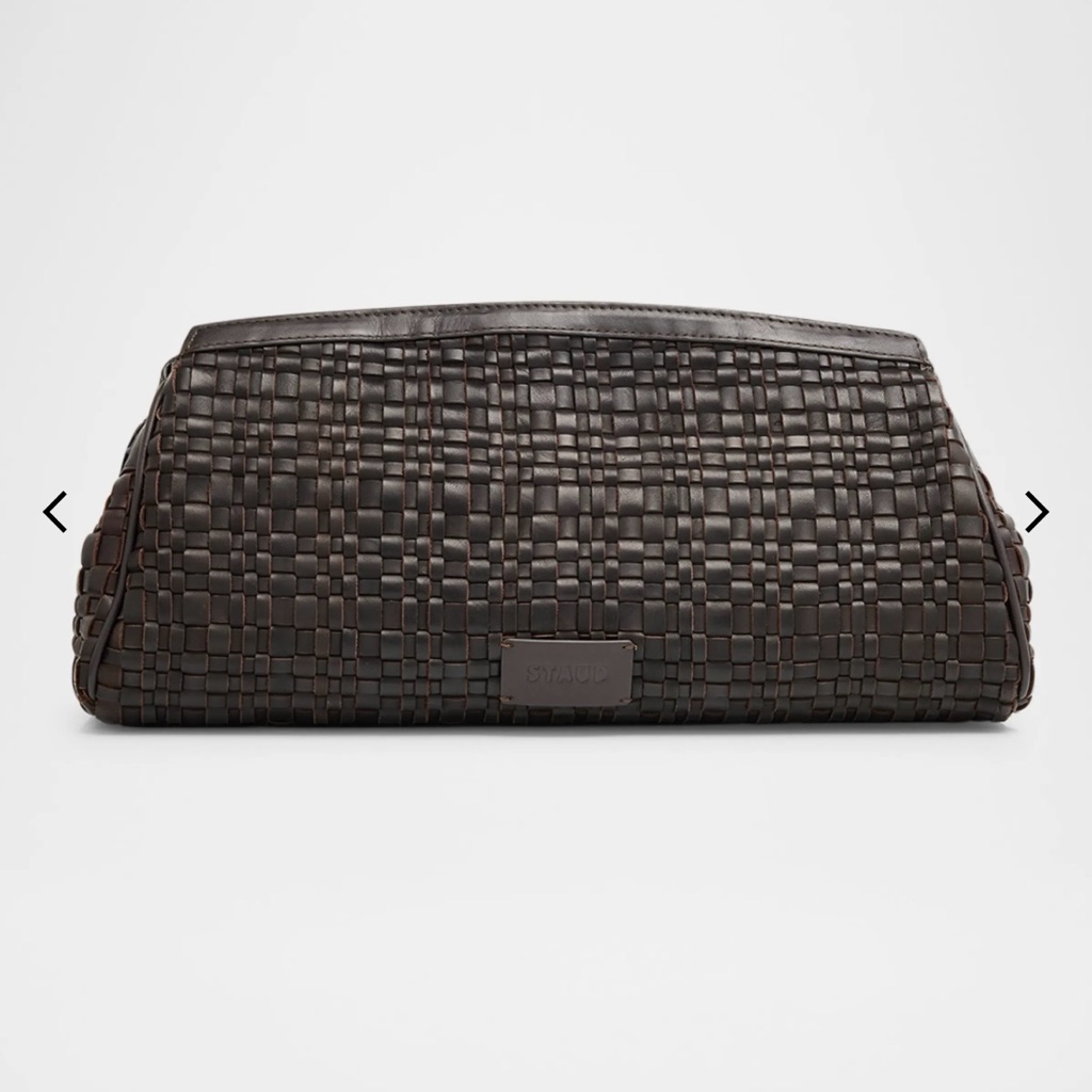 Staud Brown Woven Leather Clutch Bag